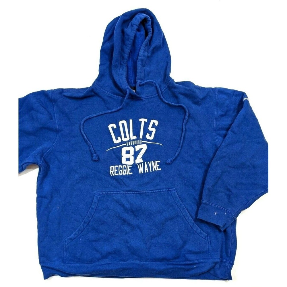 Vintage Y2K Reebok Indianapolis Colts Hoodie M Blue Reggie Wayne 87 Baggy Boxy